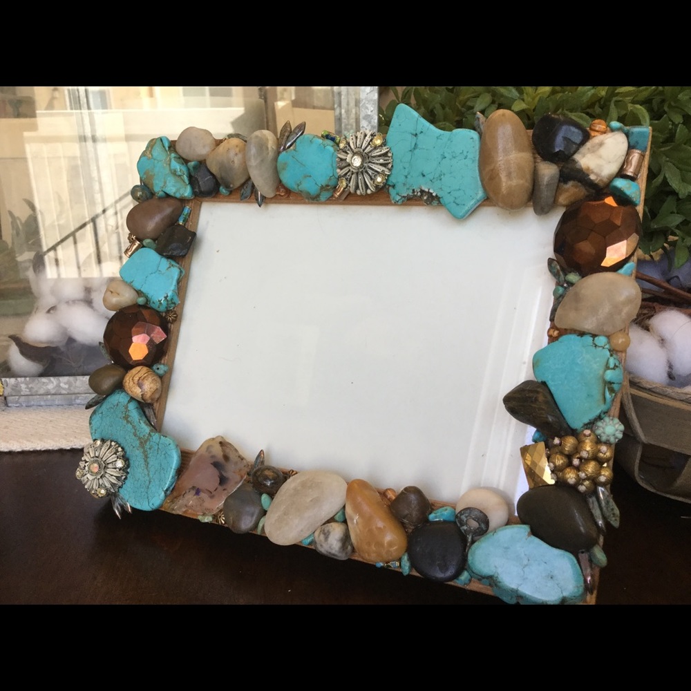 Turquoise embellished picture frame